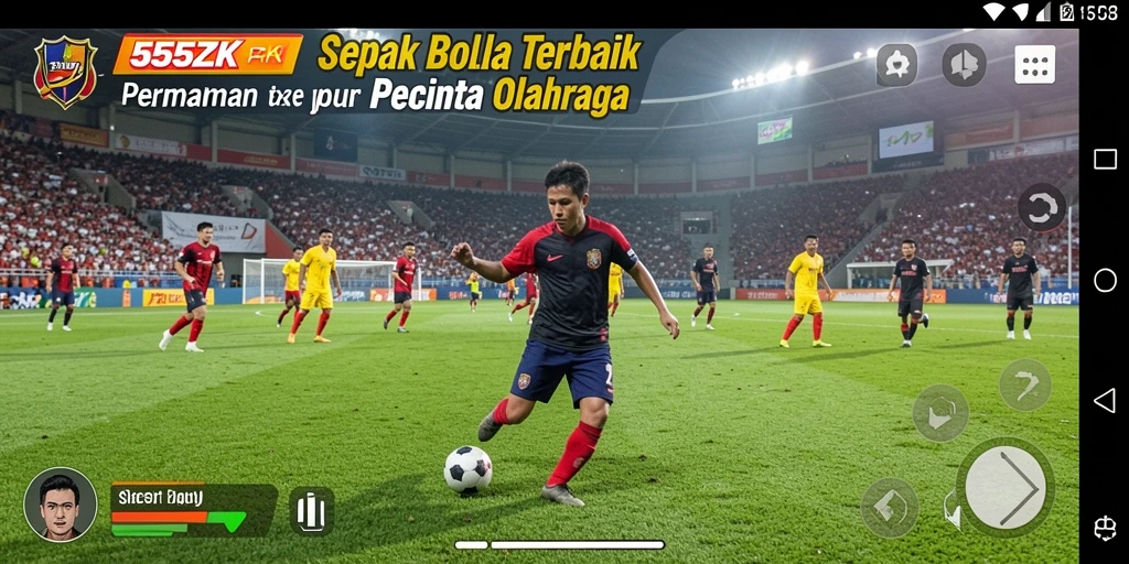 Tampilan gameplay 555ZK yang menarik dengan aksi sepak bola intens.