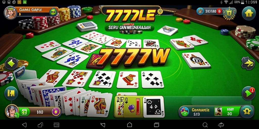 Tampilan gameplay menegangkan dari game Gaple 7777W.