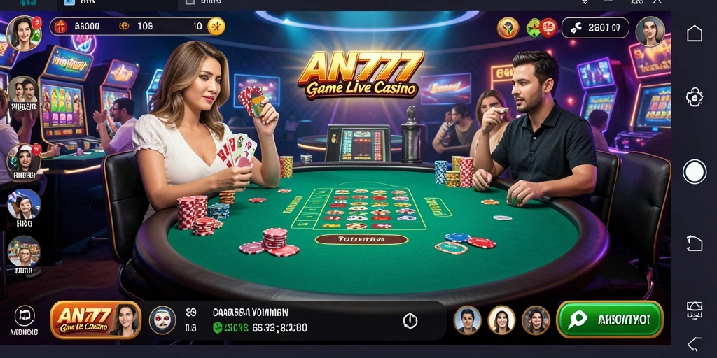 Tampilan gameplay Live Casino AN777 yang mendebarkan dan interaktif.