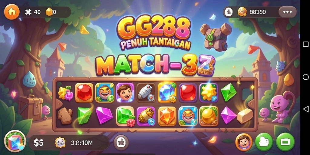 Tampilan menarik dari gameplay GG288 yang penuh warna dan tantangan Match-3.