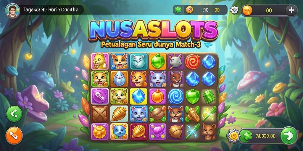 Tampilan seru gameplay NUSASLOTS dalam aksi Match-3.