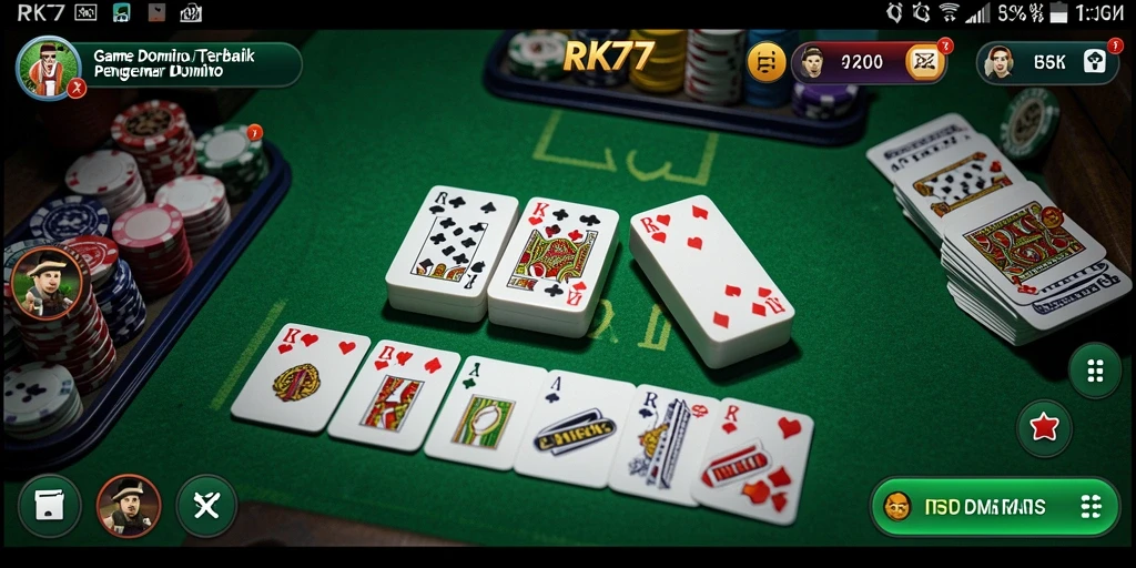 Tampilan gameplay domino yang menarik dan penuh strategi.