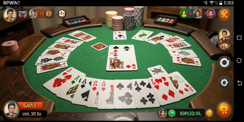 Tangkapan layar gameplay RPWIN1 yang menampilkan suasana Gaple yang seru.