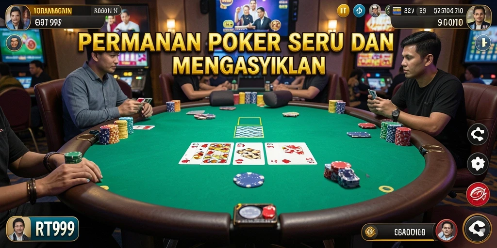 Tangkapan layar gameplay RT99 menampilkan suasana seru permainan Poker.