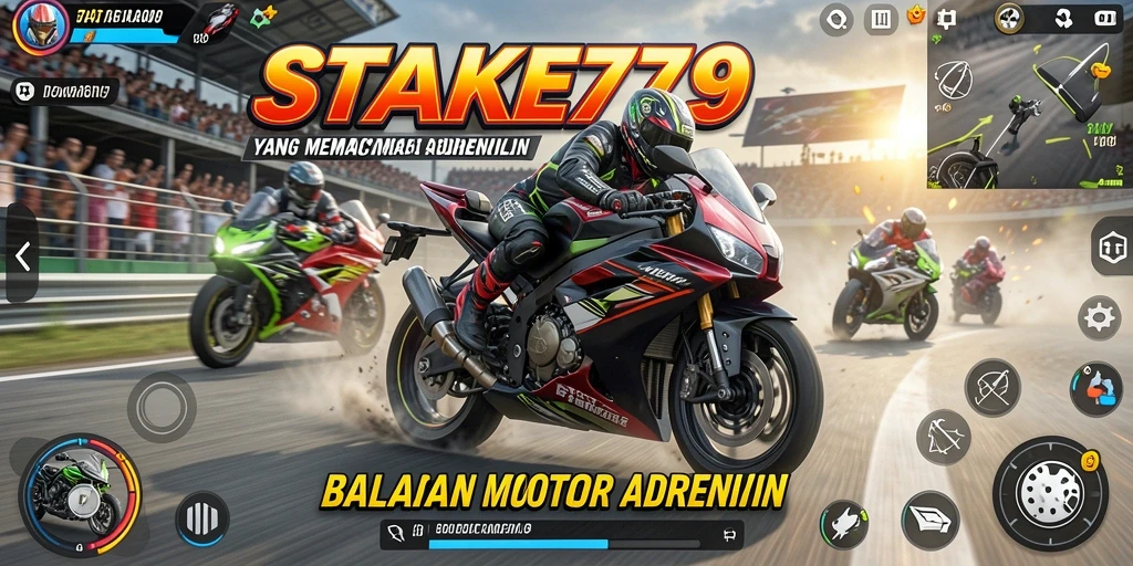 Tampilan gameplay menegangkan di balapan motor STAKE779.