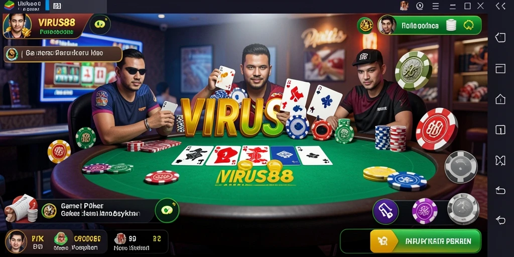 Tampilan gameplay VIRUS88 yang mendebarkan saat bermain poker.