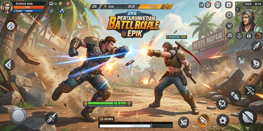 Tangkapan layar gameplay Battle Royale ZK6 yang menegangkan dan penuh aksi.